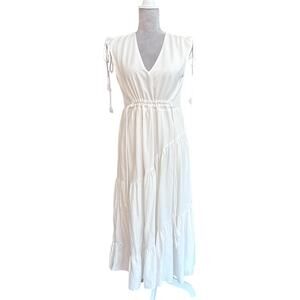 ANNE LOUISE Boutique White Tie Shoulder Tiered Maxi Dress Size 8